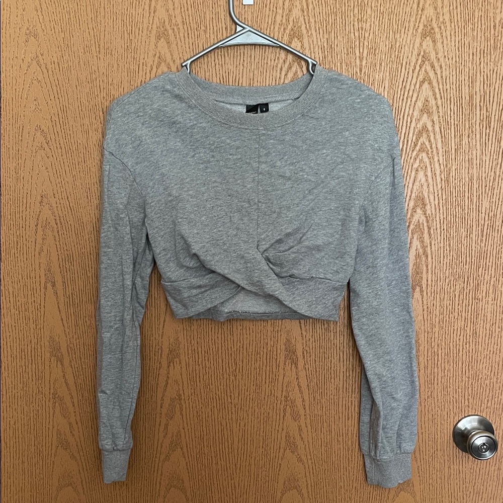 SHEIN Gray Twist Front Crop Top